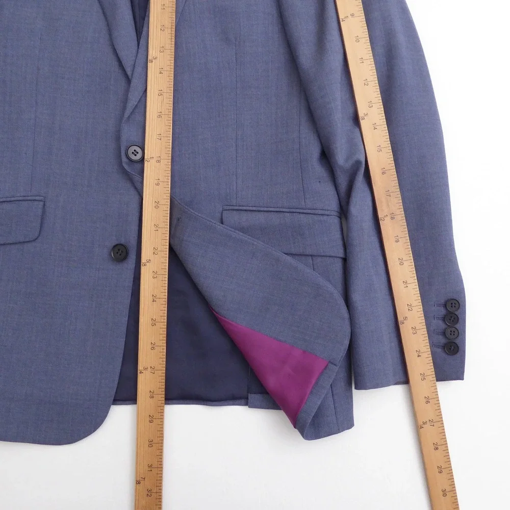Charles Tyrwhitt Men Blazer Dew Blue Merino Wool 38R Extra Slim Fit
